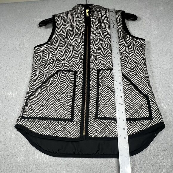 J Crew Vest Womens Size XXS Gray Black Full Zip Up Quilted Vest Sleeveless - Picture 6 of 11